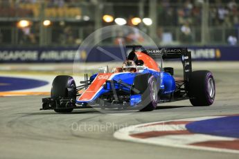 World © Octane Photographic Ltd. Manor Racing MRT05 - Pascal Wehrlein. Friday 16th September 2016, F1 Singapore GP Practice 2, Marina Bay Circuit, Singapore. Digital Ref : 1717CB5D5273