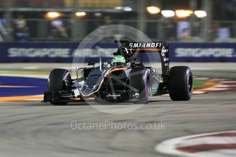 World © Octane Photographic Ltd. Sahara Force India VJM09 - Nico Hulkenberg. Friday 16th September 2016, F1 Singapore GP Practice 2, Marina Bay Circuit, Singapore. Digital Ref : 1717CB5D5476