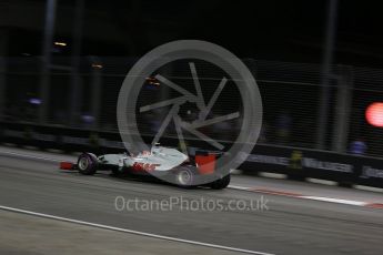 World © Octane Photographic Ltd. Haas F1 Team VF-16 – Romain Grosjean. Friday 16th September 2016, F1 Singapore GP Practice 2, Marina Bay Circuit, Singapore. Digital Ref : 1717LB2D9660