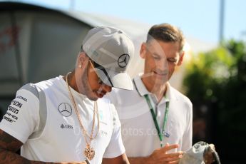 World © Octane Photographic Ltd. Mercedes AMG Petronas W07 Hybrid – Lewis Hamilton. Friday 16th September 2016, F1 Singapore GP Paddock, Marina Bay Circuit, Singapore. Digital Ref :1715CB1D5571