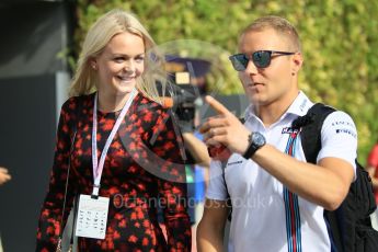 World © Octane Photographic Ltd. Williams Martini Racing – Valtteri Bottas and new wife Emilia Pikkarainen. Friday 16th September 2016, F1 Singapore GP Paddock, Marina Bay Circuit, Singapore. Digital Ref :1715CB1D5616