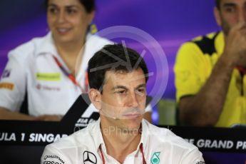 World © Octane Photographic Ltd. F1 Singapore GP FIA Personnel Press Conference, Marina Bay Circuit, Singapore. Friday 16th September 2016. Toto Wolff – Executive Director Mercedes AMG Petronas. Digital Ref : 1718LB1D0173