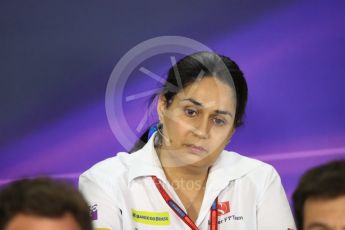 World © Octane Photographic Ltd. F1 Singapore GP FIA Personnel Press Conference, Marina Bay Circuit, Singapore. Friday 16th September 2016. Monisha Kaltenborn – Team Principal Sauber F1 Team. Digital Ref : 1718LB1D0198
