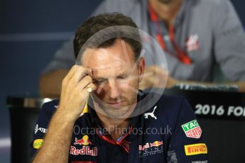 World © Octane Photographic Ltd. F1 Singapore GP FIA Personnel Press Conference, Marina Bay Circuit, Singapore. Friday 16th September 2016. Christian Horner – Team Principal Red Bull Racing. Digital Ref : 1718LB1D0236