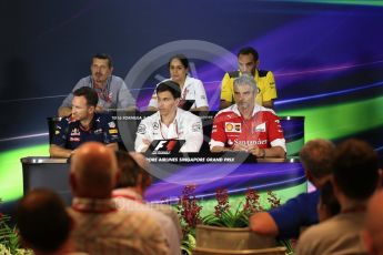 World © Octane Photographic Ltd. F1 Singapore GP FIA Personnel Press Conference, Marina Bay Circuit, Singapore. Friday 16th September 2016. Cyril Abiteboul – Managing Director Renault Sport F1 Team, Maurizio Arrivabene – Team Principal Scuderia Ferrari, Christian Horner – Team Principal Red Bull Racing, Monisha Kaltenborn – Team Principal Sauber F1 Team, Guenther Steiner – Team Principal Haas F1 Team and Toto Wolff – Executive Director Mercedes AMG Petronas. Digital Ref : 1718LB2D9975