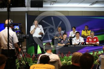 World © Octane Photographic Ltd. F1 Singapore GP FIA Personnel Press Conference, Marina Bay Circuit, Singapore. Friday 16th September 2016. Cyril Abiteboul – Managing Director Renault Sport F1 Team, Maurizio Arrivabene – Team Principal Scuderia Ferrari, Christian Horner – Team Principal Red Bull Racing, Monisha Kaltenborn – Team Principal Sauber F1 Team, Guenther Steiner – Team Principal Haas F1 Team and Toto Wolff – Executive Director Mercedes AMG Petronas. Digital Ref : 1718LB2D9981