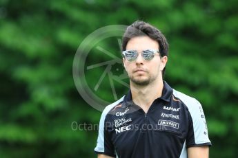 World © Octane Photographic Ltd. Sahara Force India VJM09 - Sergio Perez. Saturday 17th September 2016, F1 Singapore GP Paddock, Marina Bay Circuit, Singapore. Digital Ref : 1719CB5D5686