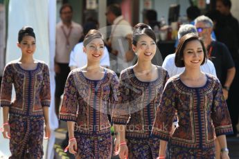 World © Octane Photographic Ltd. Singapore Airlines Grid Girls. Sunday 18th September 2016, F1 Singapore GP Paddock, Marina Bay Circuit, Singapore. Digital Ref : 1722CB1D7200