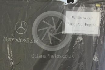 World © Octane Photographic Ltd. Williams Martini Racing spare engine. Thursday 15th September 2016, F1 Singapore GP Paddock, Marina Bay Circuit, Singapore. Digital Ref :1713CB1D5306