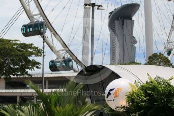 World © Octane Photographic Ltd. F1 logo and Singapore Flyer. Thursday 15th September 2016, F1 Singapore GP Paddock, Marina Bay Circuit, Singapore. Digital Ref :1713CB1D5313
