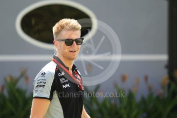 World © Octane Photographic Ltd. Sahara Force India VJM09 - Nico Hulkenberg. Thursday 15th September 2016, F1 Singapore GP Paddock, Marina Bay Circuit, Singapore. Digital Ref : 1713CB1D5339