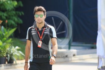 World © Octane Photographic Ltd. Sahara Force India VJM09 - Sergio Perez. Thursday 15th September 2016, F1 Singapore GP Paddock, Marina Bay Circuit, Singapore. Digital Ref : 1713CB1D5384