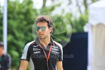 World © Octane Photographic Ltd. Sahara Force India VJM09 - Sergio Perez. Thursday 15th September 2016, F1 Singapore GP Paddock, Marina Bay Circuit, Singapore. Digital Ref : 1713CB1D5390
