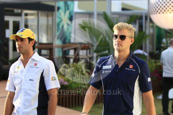 World © Octane Photographic Ltd. Sauber F1 Team C35 – Marcus Ericsson and Felipe Nasr. Thursday 15th September 2016, F1 Singapore GP Paddock, Marina Bay Circuit, Singapore. Digital Ref :1713CB1D5461