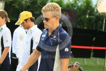 World © Octane Photographic Ltd. Sauber F1 Team C35 – Marcus Ericsson and Felipe Nasr. Thursday 15th September 2016, F1 Singapore GP Paddock, Marina Bay Circuit, Singapore. Digital Ref :1713CB1D5468
