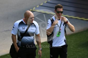 World © Octane Photographic Ltd. McLaren Honda MP4-31 Reserve Driver – Stoffel Vandoorne. Thursday 15th September 2016, F1 Singapore GP Paddock, Marina Bay Circuit, Singapore. Digital Ref : 1713CB5D3611