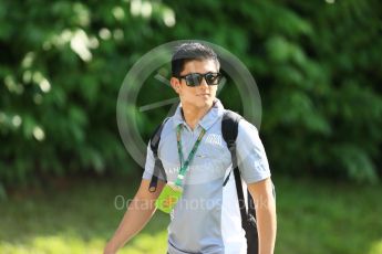 World © Octane Photographic Ltd. Manor Racing MRT05 Reserve Driver – Rio Haryanto. Thursday 15th September 2016, F1 Singapore GP Paddock, Marina Bay Circuit, Singapore. Digital Ref : 1713CB5D3653