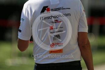 World © Octane Photographic Ltd. F1 in Schools. Thursday 15th September 2016, F1 Singapore GP Paddock, Marina Bay Circuit, Singapore. Digital Ref : 1713CB5D3689
