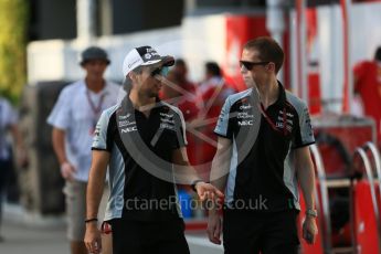 World © Octane Photographic Ltd. Sahara Force India VJM09 - Sergio Perez. Thursday 15th September 2016, F1 Singapore GP Paddock, Marina Bay Circuit, Singapore. Digital Ref :1713CB5D3820