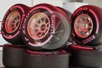 World © Octane Photographic Ltd. Scuderia Ferrari SF16-H tyres. Thursday 15th September 2016, F1 Singapore GP Pitlane, Marina Bay Circuit, Singapore. Digital Ref : 1713LB1D8440