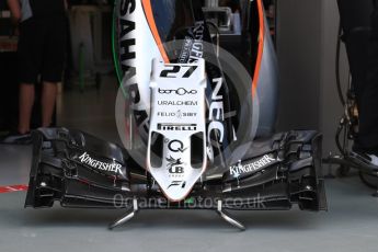 World © Octane Photographic Ltd. Sahara Force India VJM09 - Nico Hulkenberg. Thursday 15th September 2016, F1 Singapore GP Pitlane, Marina Bay Circuit, Singapore. Digital Ref : 1713LB1D8519