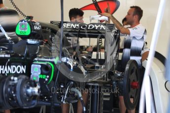 World © Octane Photographic Ltd. McLaren Honda MP4-31. Thursday 15th September 2016, F1 Singapore GP Pitlane, Marina Bay Circuit, Singapore. Digital Ref : 1713LB1D8576