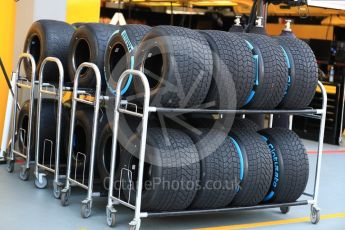 World © Octane Photographic Ltd. Renault Sport F1 Team RS16 tyres. Thursday 15th September 2016, F1 Singapore GP Pitlane, Marina Bay Circuit, Singapore. Digital Ref : 1713LB1D8664