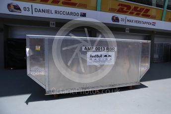 World © Octane Photographic Ltd. Red Bull Racing RB12 closed garage with shipping containers. Thursday 15th September 2016, F1 Singapore GP Pitlane, Marina Bay Circuit, Singapore. Digital Ref : 1713LB2D8309