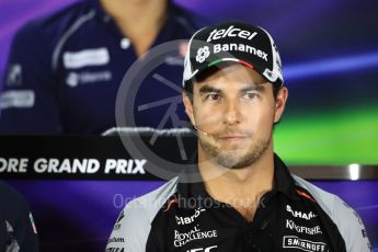 World © Octane Photographic Ltd. F1 Singapore GP FIA Drivers’ Press Conference, Marina Bay Circuit, Singapore. Thursday 15th September 2016. Sahara Force India - Sergio Perez. Digital Ref :1714LB1D8782