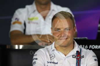 World © Octane Photographic Ltd. F1 Singapore GP FIA Drivers’ Press Conference, Marina Bay Circuit, Singapore. Thursday 15th September 2016. Williams Martini Racing – Valtteri Bottas. Digital Ref :1714LB1D8789