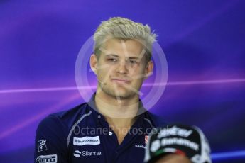 World © Octane Photographic Ltd. F1 Singapore GP FIA Drivers’ Press Conference, Marina Bay Circuit, Singapore. Thursday 15th September 2016. Sauber F1 Team – Marcus Ericsson. Digital Ref :1714LB1D8822