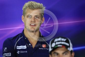 World © Octane Photographic Ltd. F1 Singapore GP FIA Drivers’ Press Conference, Marina Bay Circuit, Singapore. Thursday 15th September 2016. Sauber F1 Team – Marcus Ericsson. Digital Ref :1714LB1D8831