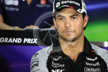 World © Octane Photographic Ltd. F1 Singapore GP FIA Drivers’ Press Conference, Marina Bay Circuit, Singapore. Thursday 15th September 2016. Sahara Force India - Sergio Perez. Digital Ref :1714LB1D8866