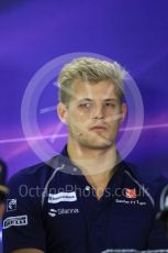 World © Octane Photographic Ltd. F1 Singapore GP FIA Drivers’ Press Conference, Marina Bay Circuit, Singapore. Thursday 15th September 2016. Sauber F1 Team – Marcus Ericsson. Digital Ref :1714LB1D8882