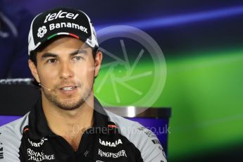 World © Octane Photographic Ltd. F1 Singapore GP FIA Drivers’ Press Conference, Marina Bay Circuit, Singapore. Thursday 15th September 2016. Sahara Force India - Sergio Perez. Digital Ref :1714LB1D8891