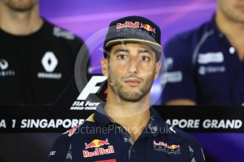 World © Octane Photographic Ltd. F1 Singapore GP FIA Drivers’ Press Conference, Marina Bay Circuit, Singapore. Thursday 15th September 2016. Red Bull Racing – Daniel Ricciardo. Digital Ref :1714LB1D8897