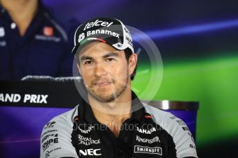 World © Octane Photographic Ltd. F1 Singapore GP FIA Drivers’ Press Conference, Marina Bay Circuit, Singapore. Thursday 15th September 2016. Sahara Force India - Sergio Perez. Digital Ref :1714LB1D8905