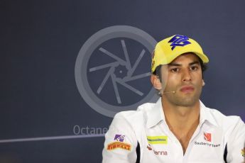 World © Octane Photographic Ltd. F1 Singapore GP FIA Drivers’ Press Conference, Marina Bay Circuit, Singapore. Thursday 15th September 2016. Sauber F1 Team – Felipe Nasr. Digital Ref :1714LB1D8916