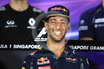 World © Octane Photographic Ltd. F1 Singapore GP FIA Drivers’ Press Conference, Marina Bay Circuit, Singapore. Thursday 15th September 2016. Red Bull Racing – Daniel Ricciardo. Digital Ref :1714LB1D9089