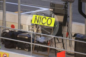 World © Octane Photographic Ltd. Mercedes AMG Petronas W07 Hybrid – Nico Rosberg's pit board. Friday 13th May 2016, F1 Spanish GP Set up, Circuit de Barcelona Catalunya, Spain. Digital Ref :1537CB1D6653