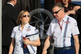 World © Octane Photographic Ltd. Williams Martini Racing Deputy Team Principal – Claire Williams. Friday 13th May 2016, F1 Spanish GP paddock, Circuit de Barcelona Catalunya, Spain. Digital Ref :1537CB1D6705