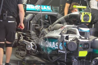 World © Octane Photographic Ltd. Mercedes AMG Petronas W07 Hybrid – engine. Friday 13th May 2016, F1 Spanish GP Post Practice 1 Pitlane, Circuit de Barcelona Catalunya, Spain. Digital Ref :1537LB1L7679