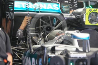 World © Octane Photographic Ltd. Mercedes AMG Petronas W07 Hybrid – rear wing. Friday 13th May 2016, F1 Spanish GP Post Practice 1 Pitlane, Circuit de Barcelona Catalunya, Spain. Digital Ref :1537LB1L7690
