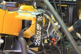 World © Octane Photographic Ltd. Renault Sport F1 Team RS16 - radiator detail. Friday 13th May 2016, F1 Spanish GP Post Practice 1 Pitlane, Circuit de Barcelona Catalunya, Spain. Digital Ref :1537LB1L7757