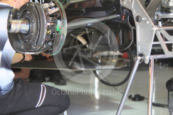 World © Octane Photographic Ltd. McLaren Honda MP4-31 – front floor pan. Friday 13th May 2016, F1 Spanish GP Post Practice 1 Pitlane, Circuit de Barcelona Catalunya, Spain. Digital Ref :1537LB1L7788