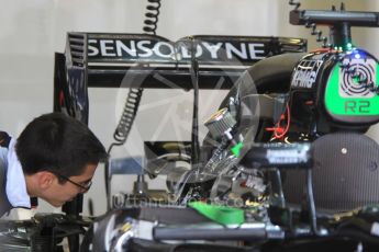 World © Octane Photographic Ltd. McLaren Honda MP4-31 – Engine detail and rear wing. Friday 13th May 2016, F1 Spanish GP Post Practice 1 Pitlane, Circuit de Barcelona Catalunya, Spain. Digital Ref :1537LB1L7794