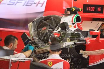 World © Octane Photographic Ltd. Scuderia Ferrari SF16-H – Engine. Friday 13th May 2016, F1 Spanish GP Post Practice 2 Pitlane, Circuit de Barcelona Catalunya, Spain. Digital Ref :1537LB1L8832