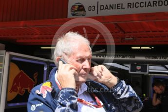 World © Octane Photographic Ltd. Red Bull Racing – Dr. Helmut Marko. Friday 13th May 2016, F1 Spanish GP Post Practice 1 Pitlane, Circuit de Barcelona Catalunya, Spain. Digital Ref :1537LB7D6665