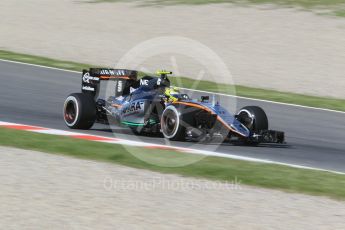 World © Octane Photographic Ltd. Sahara Force India VJM09 - Sergio Perez. Friday 13th May 2016, F1 Spanish GP - Practice 1, Circuit de Barcelona Catalunya, Spain. Digital Ref : 1536CB1D7350