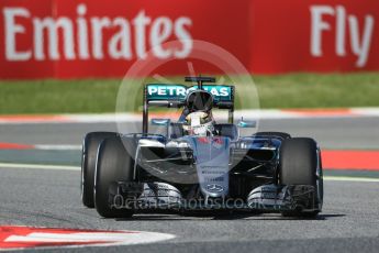 World © Octane Photographic Ltd. Mercedes AMG Petronas W07 Hybrid – Lewis Hamilton. Friday 13th May 2016, F1 Spanish GP - Practice 1, Circuit de Barcelona Catalunya, Spain. Digital Ref : 1536LB1D4057